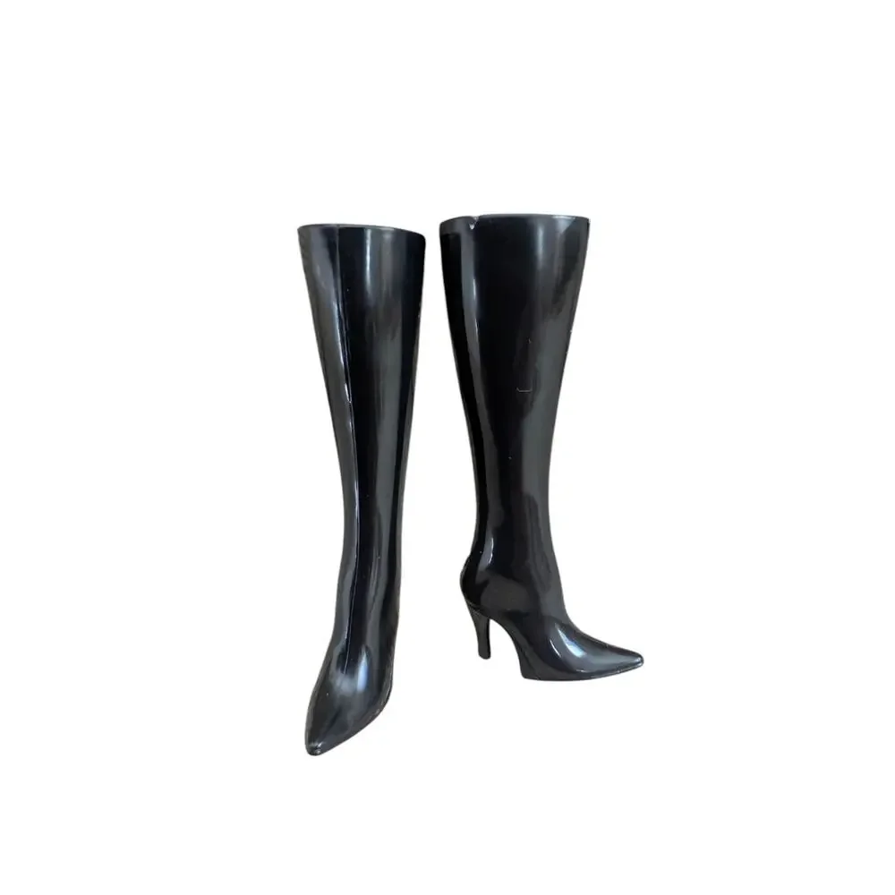 Pre-owned Barbie Doll Black Tall Boots High Heels Stilletos - Picture 2 of 6